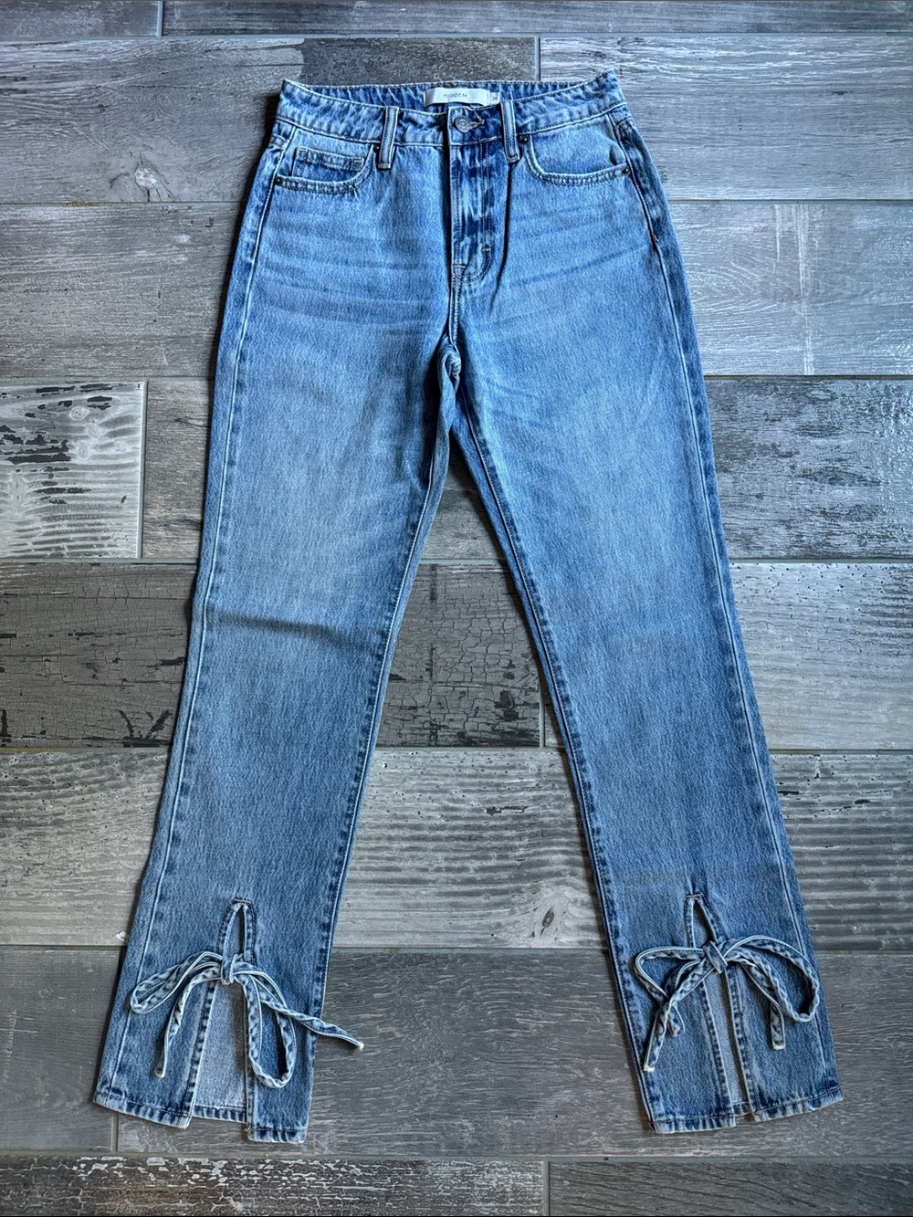 Hidden Straight Leg Tie Jeans